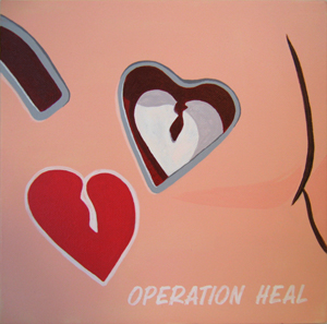 acrylic painting of the heart area from an Operation game